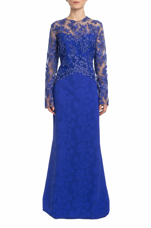 Vestido Longo Manga Longa Azul