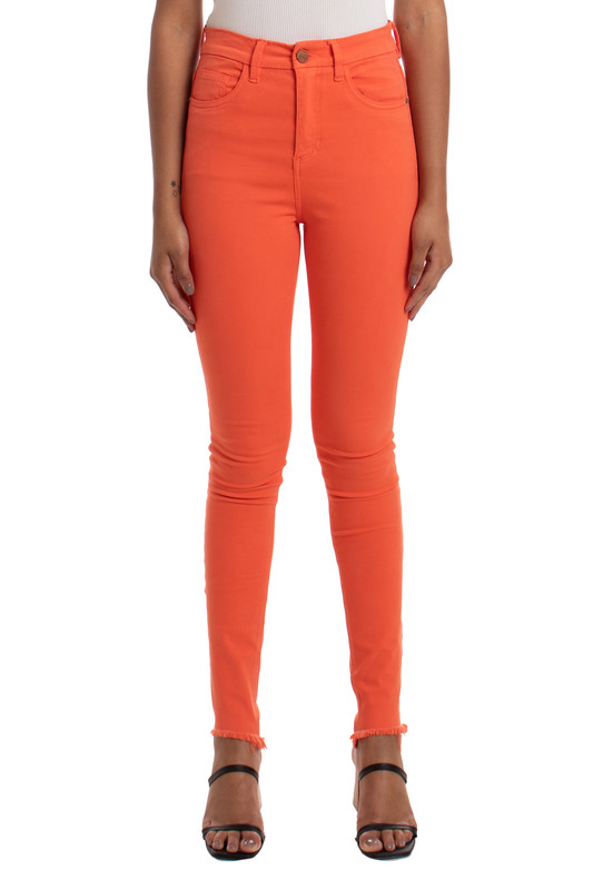 Calça Skinny Algodão Laranja