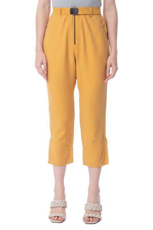 Calça Reta Crepe Amarelo
