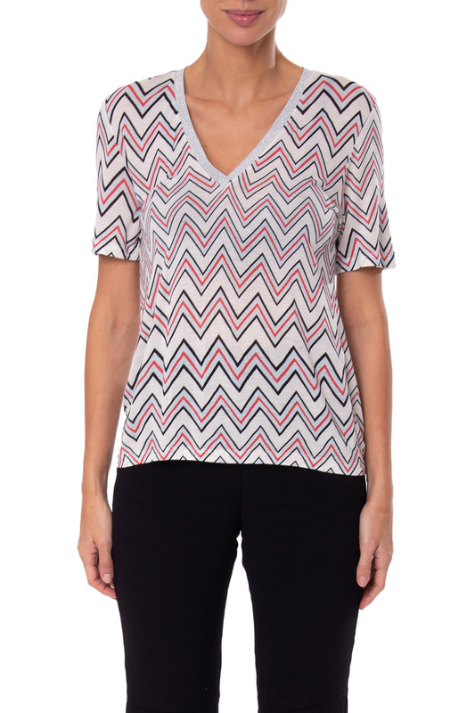 Blusa Manga Curta Malha Estampado
