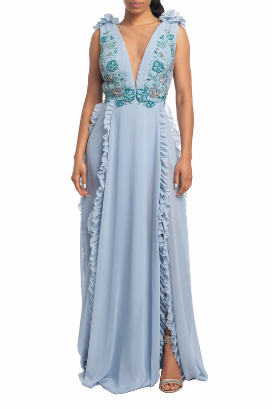 Vestido Longo Alça Grossa Azul
